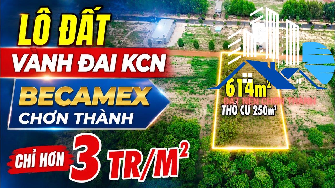 Lô Đất 614m² Thổ Cư 250m² Gần KCN Becamex Chơn Thành Chỉ Hơn 3 Triệu/m²