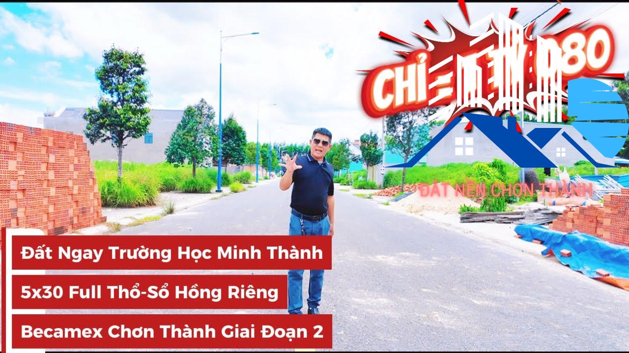 Đất ngay Trường học Minh Thành – Becamex Chơn Thành Giai Đoạn 2, diện tích 150m² full thổ cư, sổ hồng riêng, giá chỉ 1,08 tỷ. Vị trí đẹp, gần khu công nghiệp, tiềm năng đầu tư và an cư lâu dài